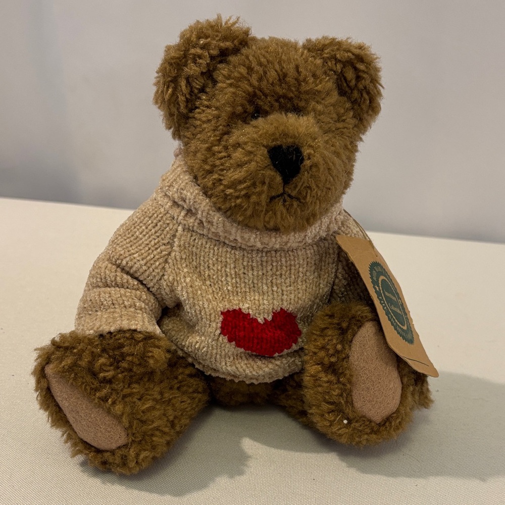 Boyds Bears Brown Teddy with Red Heart Sweater